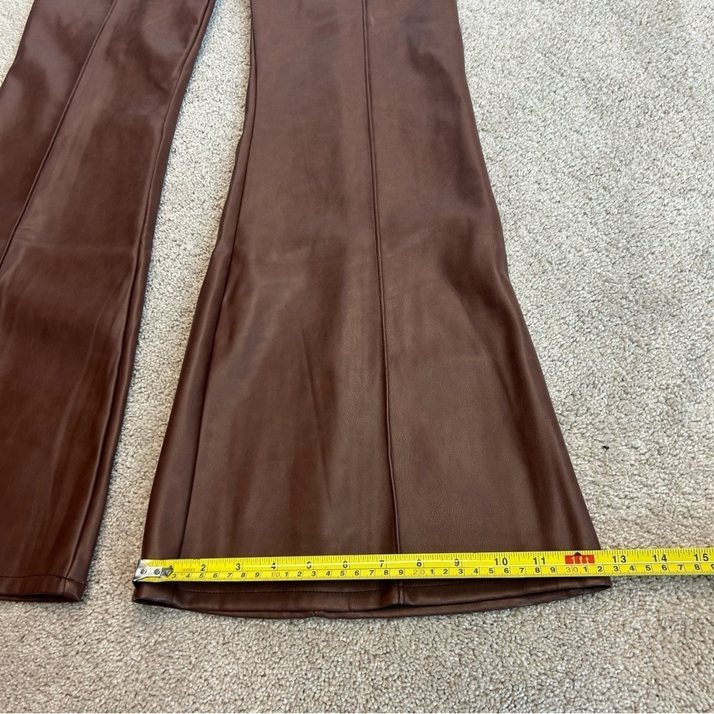 7 for all mankind brown faux leather wide leg bell bottom pants Sz L NWT - Picture 12 of 13
